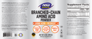 branched chain amino acid powder (now foods) label