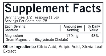 Buffered Magnesium Bisglycinate (Kirkman Labs) supplement facts