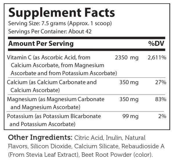 DISCONTINUED - Buffered C Powder Supplement Facts Label