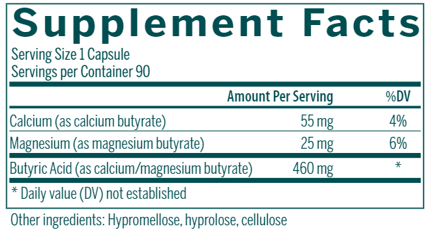 Butyrate Complex supplement facts Genestra