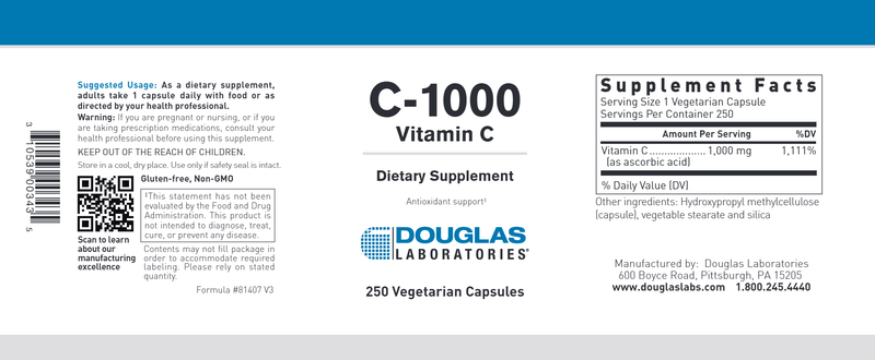 C-1000 250 Capsules (Douglas Labs) label