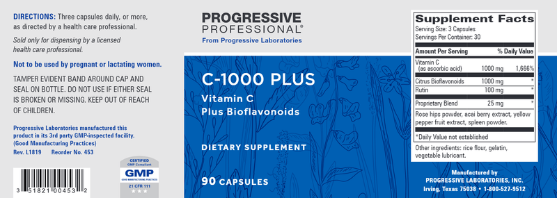C-1000 Plus (Progressive Labs) 90ct Label