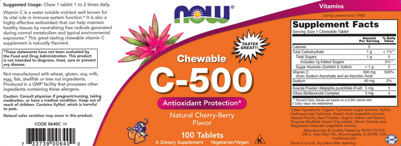 C-500 (Chewable) (NOW) Label