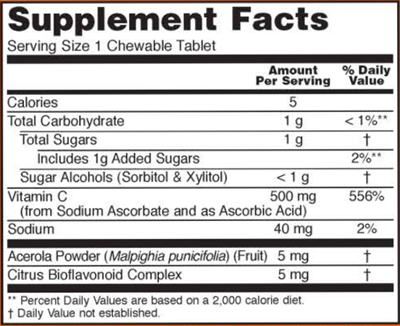 C-500 (Chewable) (NOW) Supplement Facts