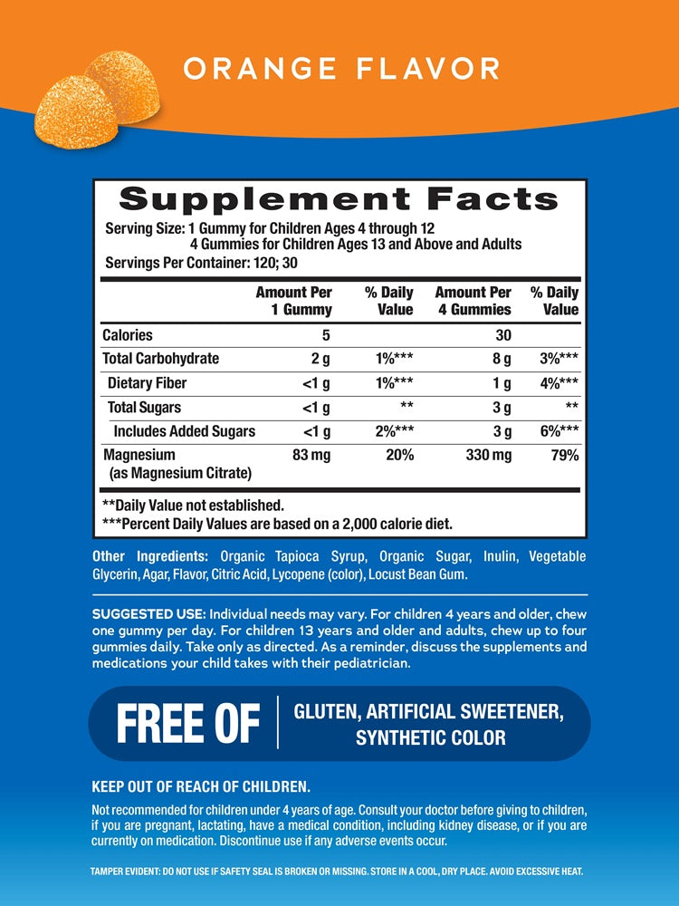 calm gummies orange natural vitality supplement facts