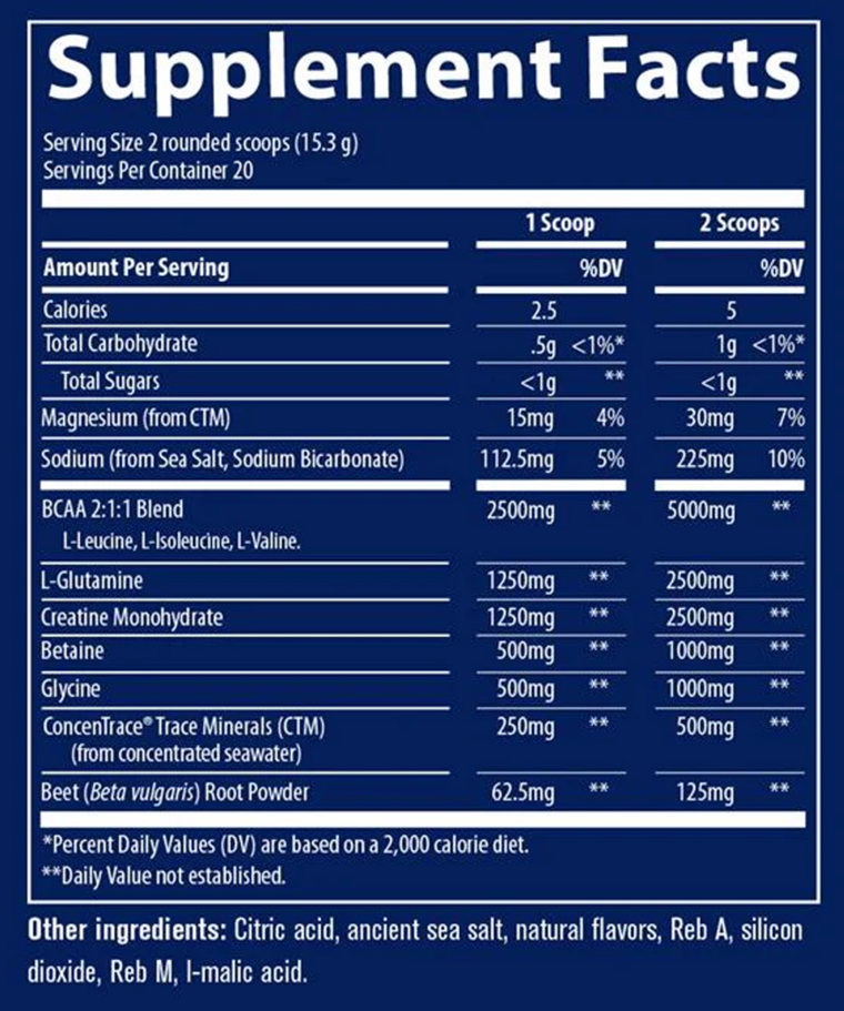 Post Workout Recovery Powder Supplement Facts Label
