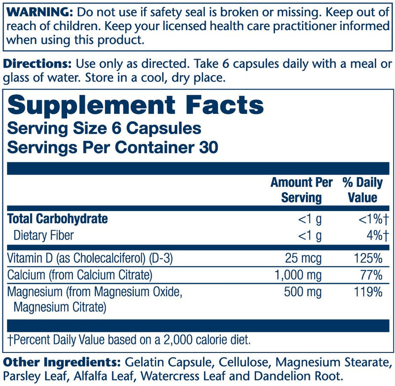 Cal Mag D-3 Citrate 2:1 Solaray supplement facts