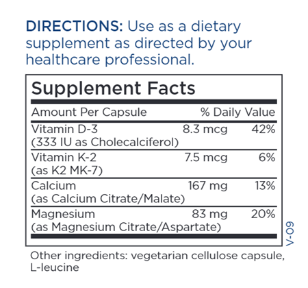 Cal/Mag Plus with Vitamin D & K2 (Metabolic Maintenance) supplement facts