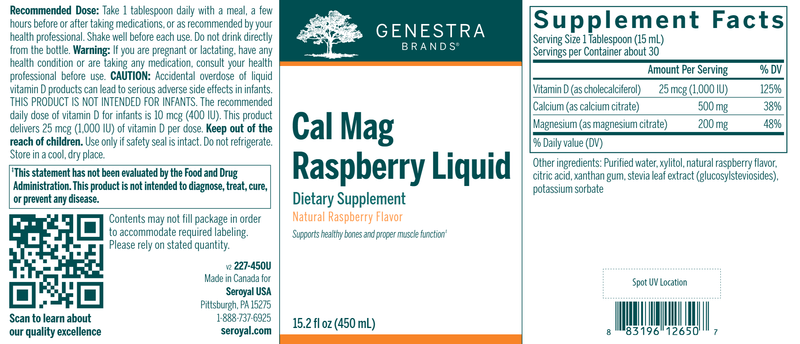 Cal Mag Raspberry Liquid label Genestra
