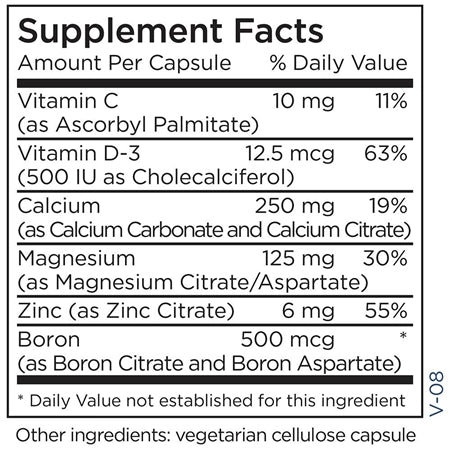 Cal/Mag/Zinc Complex with Vitamin D Plus (Metabolic Maintenance) supplement facts