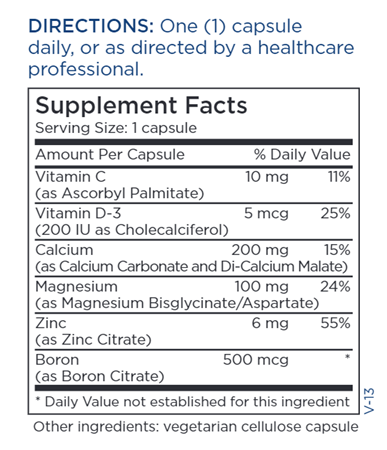 Cal/Mag/Zinc Complex with Vitamin D (Metabolic Maintenance) supplement facts