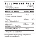 cal mag plus with vitamin d & k2 (metabolic maintenance) supplement facts