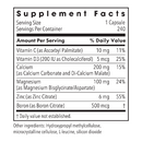 cal mag zinc complex with vitamin d (metabolic maintenance) supplement facts