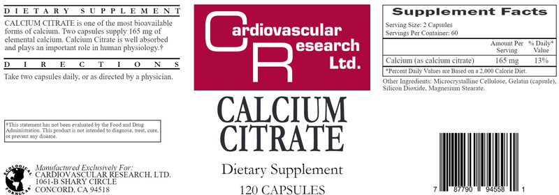 calcium citrate (ecological formulas) label