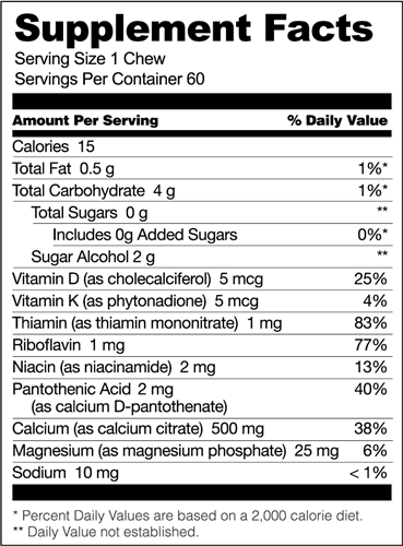 Calcium Citrate Soft Chews - Caramel (Bariatric Fusion) supplement facts