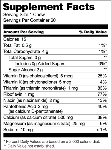 Calcium Citrate Soft Chews - Strawberry Blast (Bariatric Fusion) supplement facts