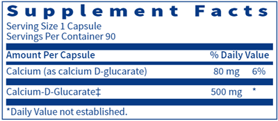 Calcium D-Glucarate 500 mg (Klaire Labs) Supplement Facts