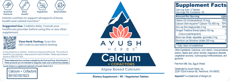 Calcium + Cofactors (Ayush Herbs) label