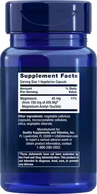 Calm-Mag Magnesium Acetyl Taurinate (Life Extension) back