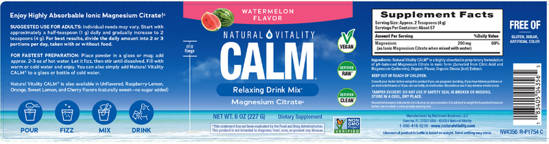 calm watermelon natural vitality label