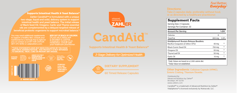 CandAid Timed Release (Advanced Nutrition by Zahler) Label