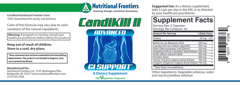 Candikill II (Nutritional Frontiers) label