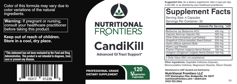 Candikill Nutritional Frontiers Label
