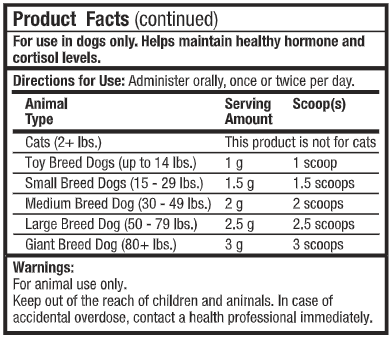 Canine Hormone Support (Dr. Mercola) Product Facts