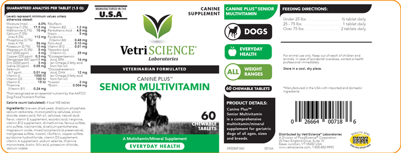 Canine Plus Senior Multi Vetri-Science label