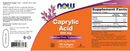 caprylic acid 600 mg (now foods) label
