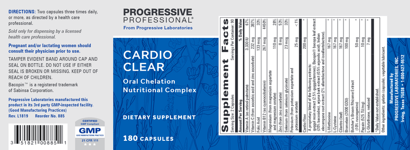 Cardio Clear (Progressive Labs) Label