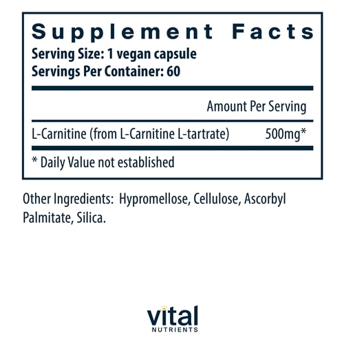 Carnitine 500 mg Vital Nutrients supplements