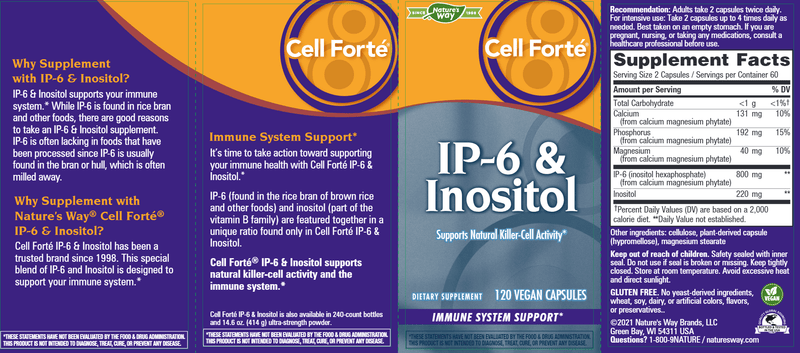 Cell Forté® IP-6 & Inositol (Nature's Way) 120ct Label
