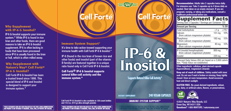 Cell Forté® IP-6 & Inositol (Nature's Way) 240ct Label