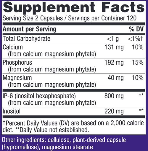 Cell Forté® IP-6 & Inositol (Nature's Way) 240ct Supplement Facts