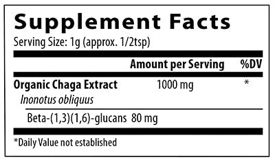 Chaga Extract Powder (Real Mushrooms) supplement facts