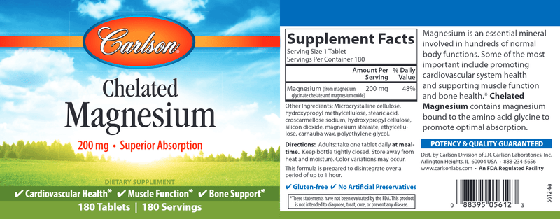 chelated magnesium carlson labs label