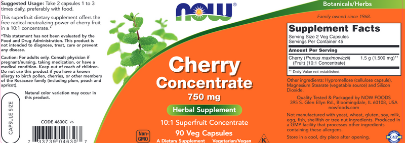 buy cherry concentrate 750 mg (now foods)