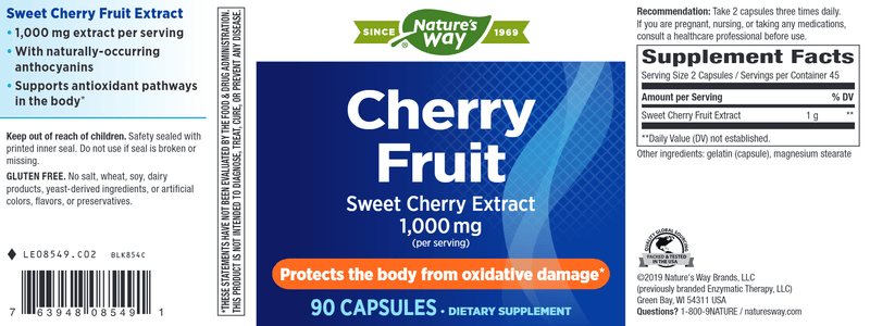 Cherry Fruit Capsules (Nature's Way) 90ct Label