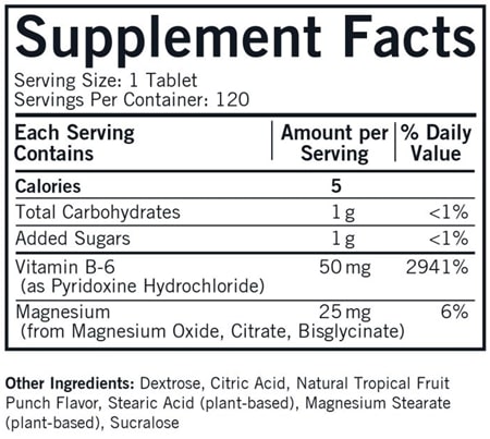 Chewable B6 with Magnesium (Kirkman Labs) supplement facts