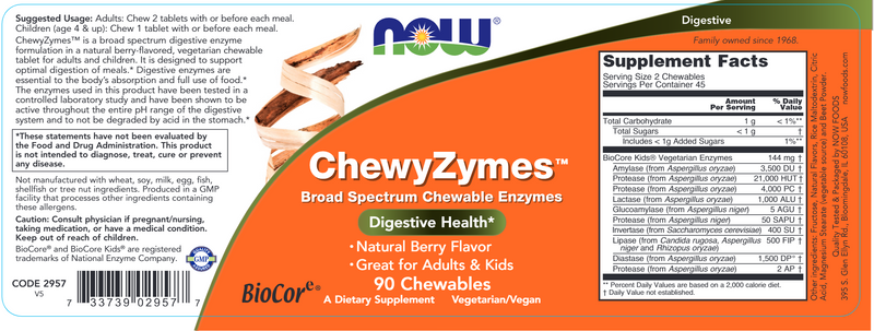 ChewyZymes (NOW) Label
