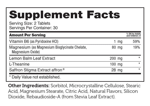 ChildCalm Supplement Facts Label