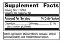 chromium picolinate (metagenics) supplement facts