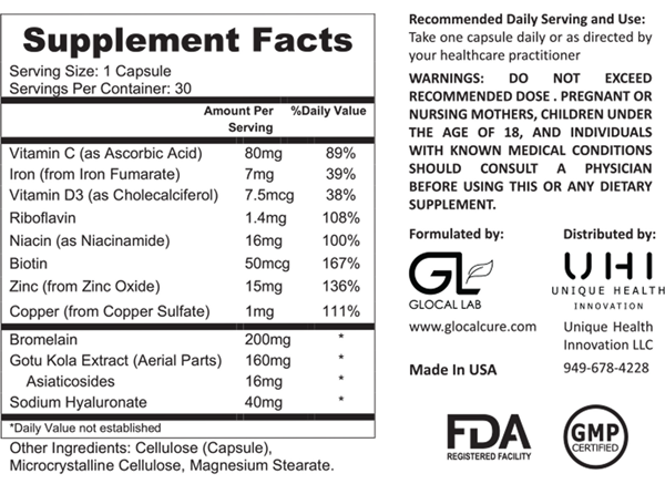 cica capsules glocalcure supplement facts