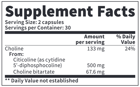 Citicoline 250 mg (Vitazan Pro) supplement facts