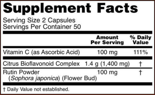 Citrus Bioflavonoids (NOW) Supplement Facts