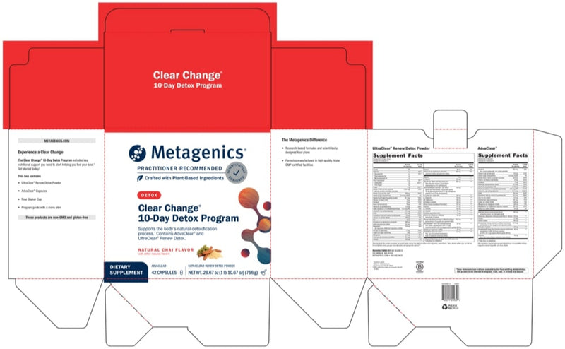 clear change 10-day detox chai (metagenics) label