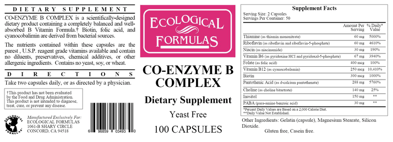 Co-Enzyme B Complex (Ecological Formulas) Label