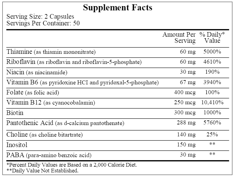 Co-Enzyme B Complex (Ecological Formulas) Supplement Facts