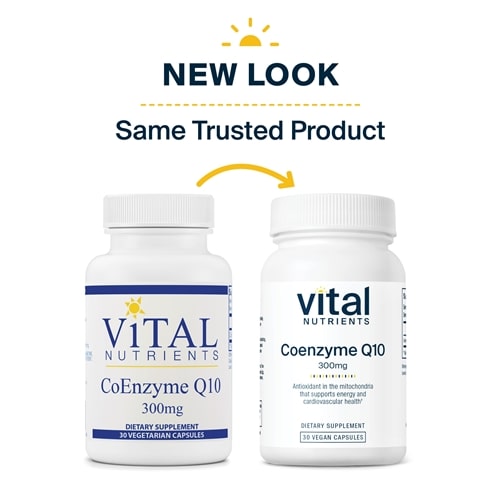 CoEnzyme Q10 300 mg Vital Nutrients new look